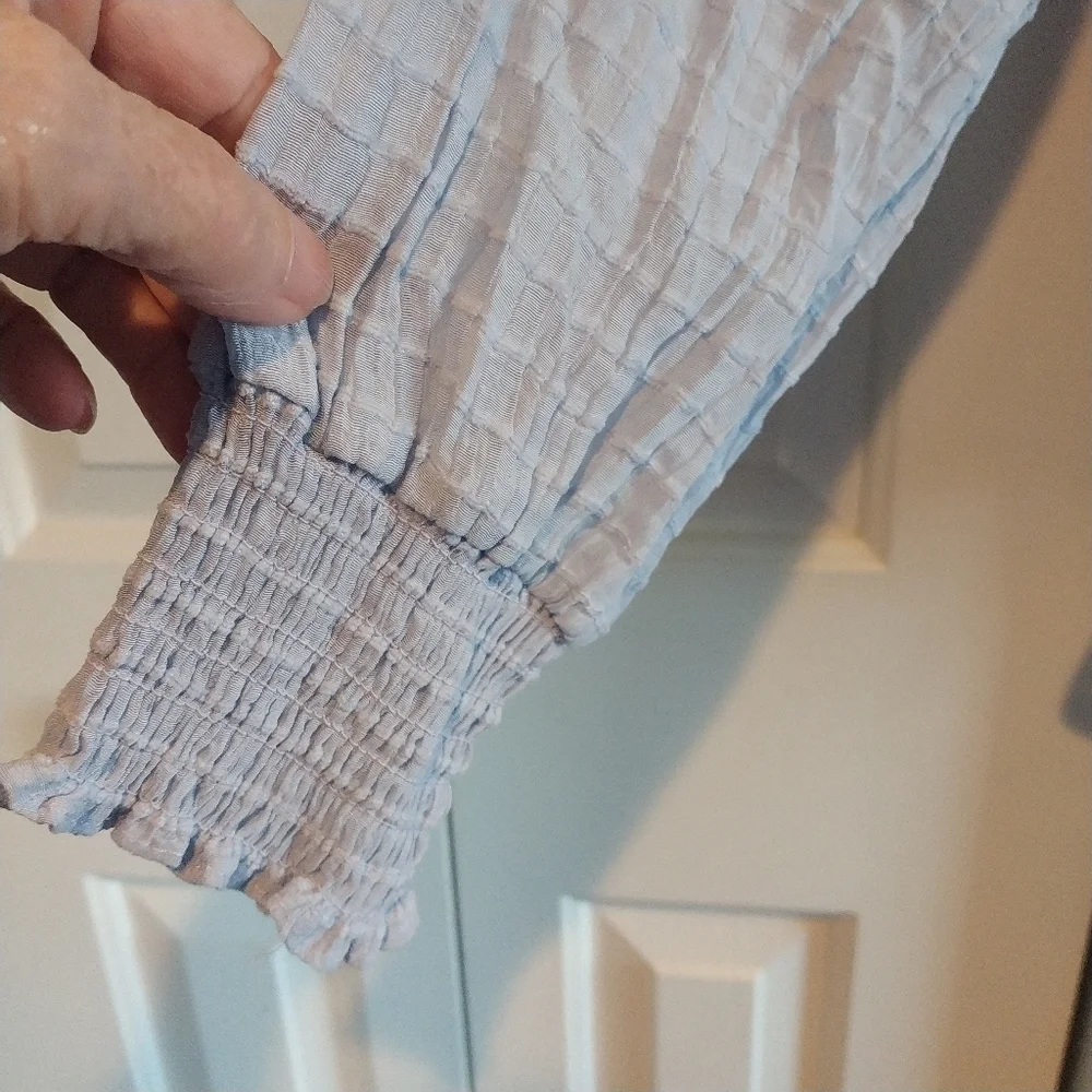 Francesca's Trixxi Light Blue Tie Front Blouse S - Picture 6 of 14